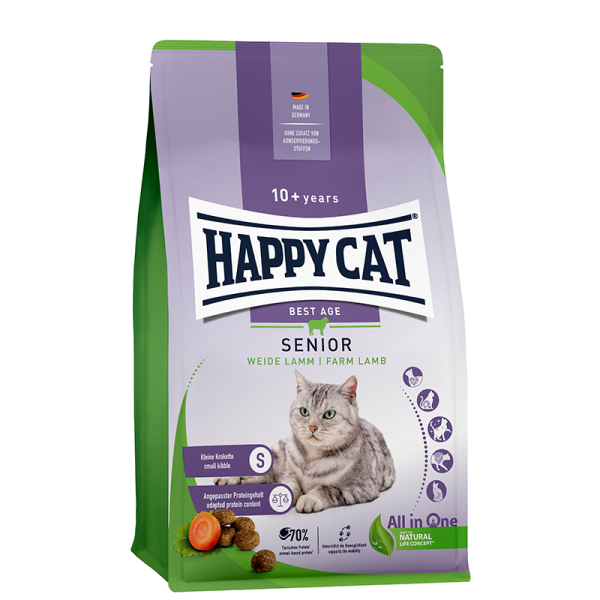 Happy Cat Senior voeding met lam voor katten vanaf 8 jaar