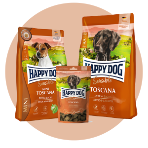 Happy Dog Toscana met laag vetgehalte geschikt voor na castratie.
